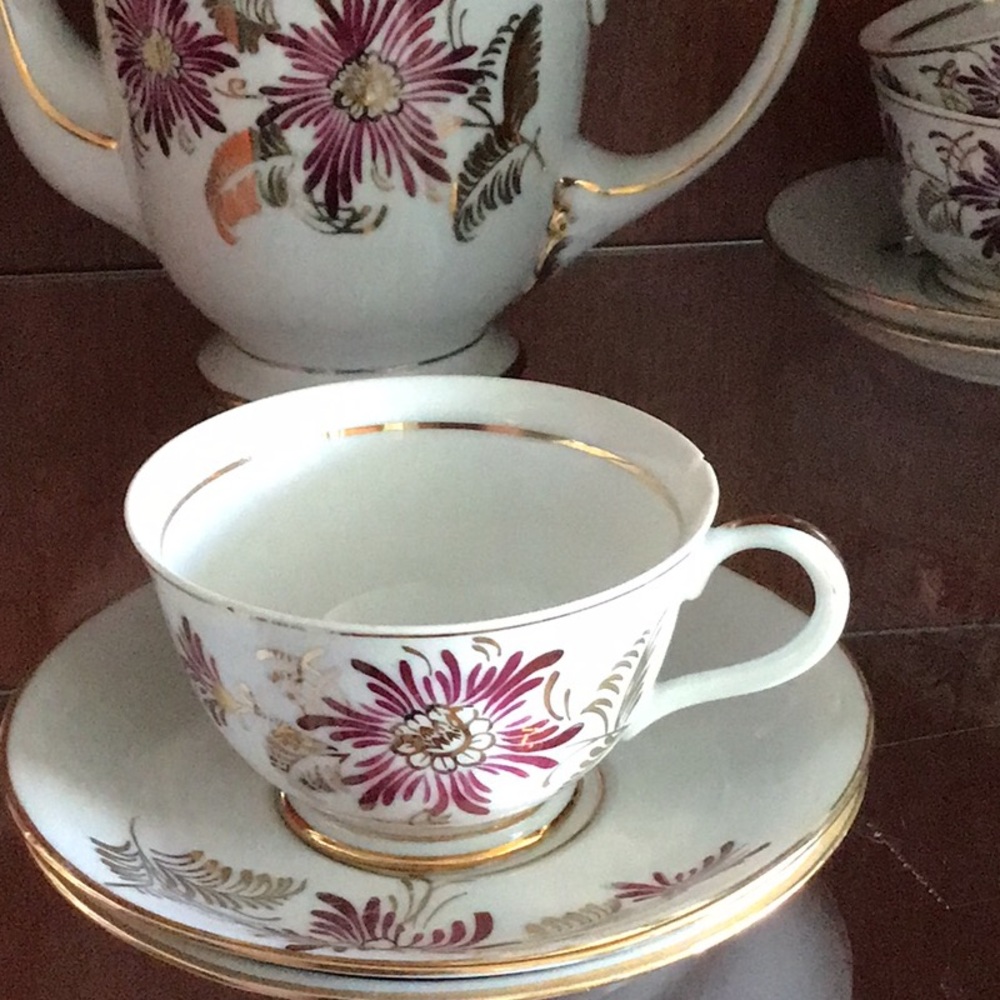 GOLD TRIM VINTAGE 1957 CHERRY CHINA MADE IN JAPAN 16 PIECES AUTHENTIC - Picture 13 of 13